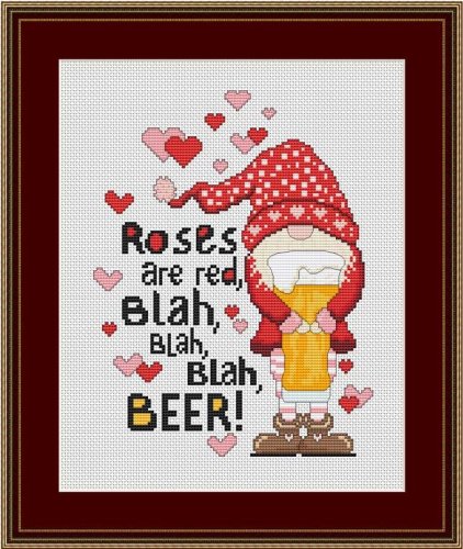 (image for) Valentine Gnome Roses Are Red ... BEER!
